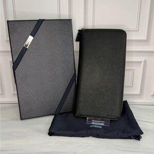 Prada Large Saffiano Leather Zip Around Travel Organizer Wallet | Full Set